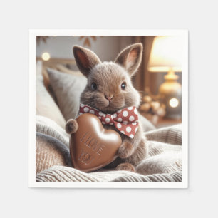 Bunny With Chocolate Heart Napkin