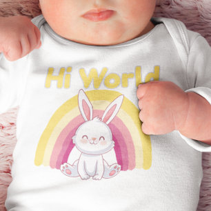 Bunny with colourful rainbow baby bodysuit