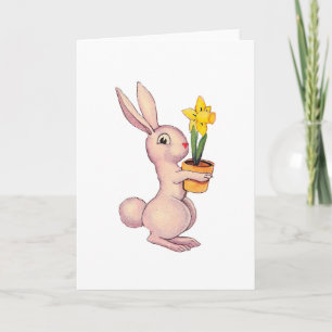 Bunny with Daffodil Holiday Card