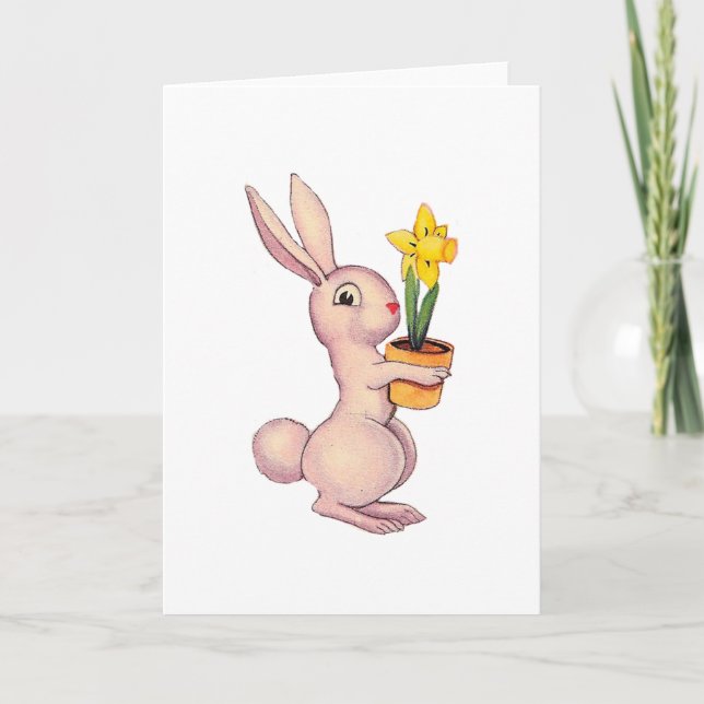 Bunny with Daffodil Holiday Card (Front)