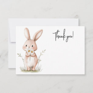 Bunny with Daisy Baby Shower Thank You Card
