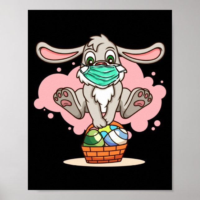 Bunny With Easter Egg Basket Face Mask For Boys  Poster (Front)