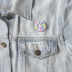 bunny with easter eggs 1 inch round button