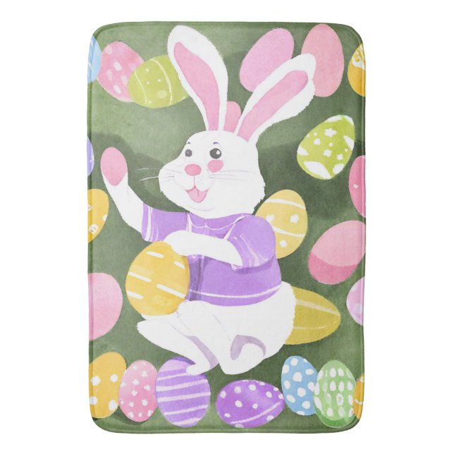 bunny with easter eggs bath mat (Front Vertical)