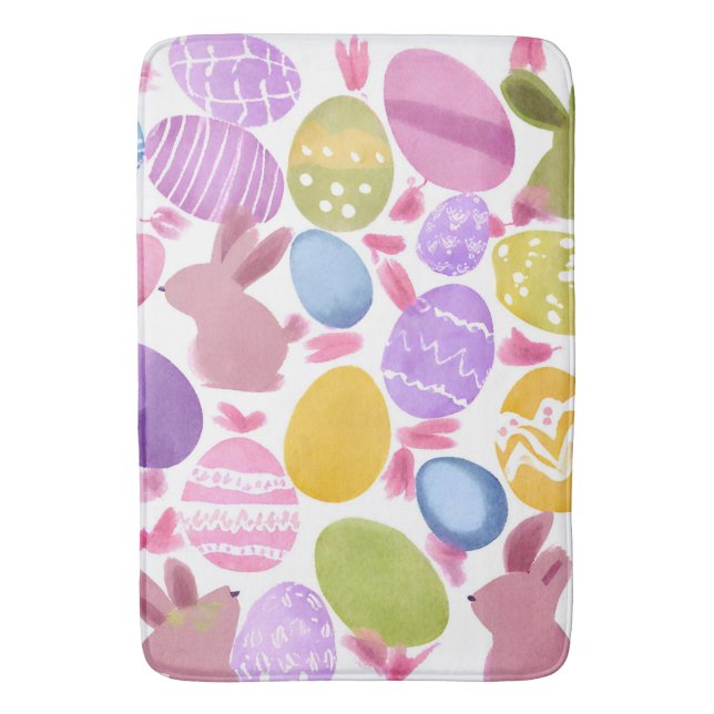 bunny with easter eggs bath mat (Front Vertical)