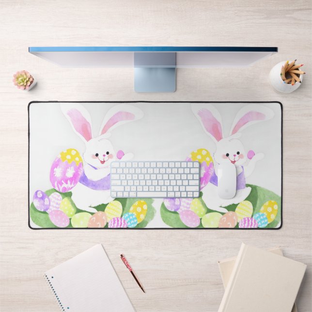 bunny with easter eggs desk mat (Office 1)