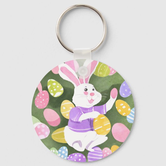 bunny with easter eggs keychain (Front)