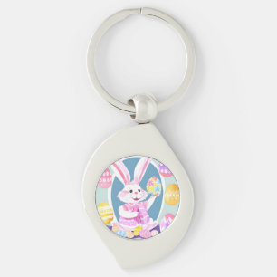 bunny with easter eggs keychain