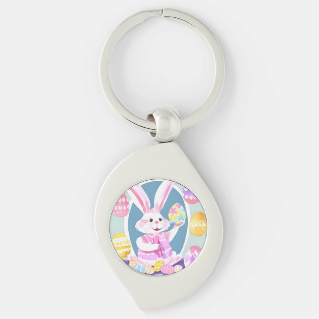 bunny with easter eggs keychain (Front)