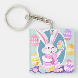 bunny with easter eggs keychain