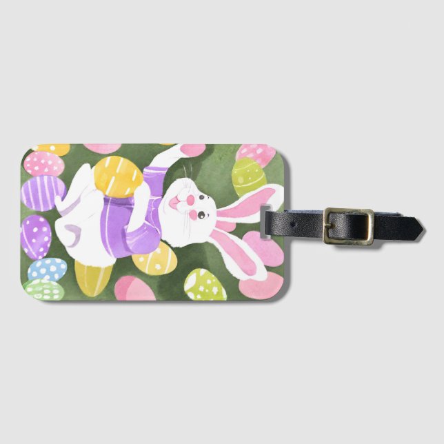 bunny with easter eggs luggage tag (Front Horizontal)