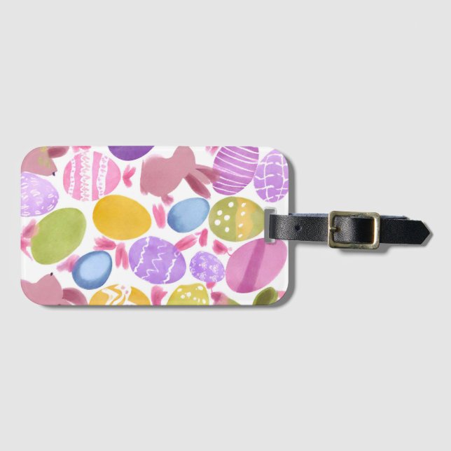 bunny with easter eggs luggage tag (Front Horizontal)