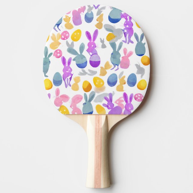 bunny with easter eggs ping pong paddle (Front)