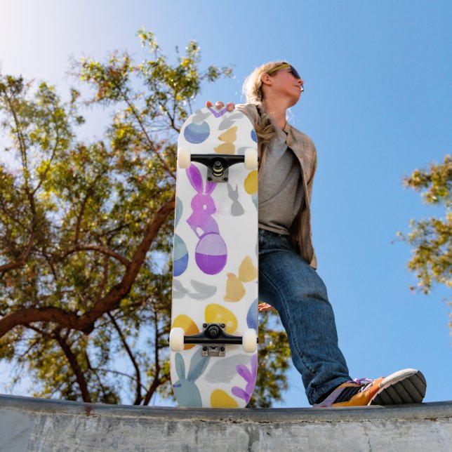 bunny with easter eggs skateboard (Outdoor 1)