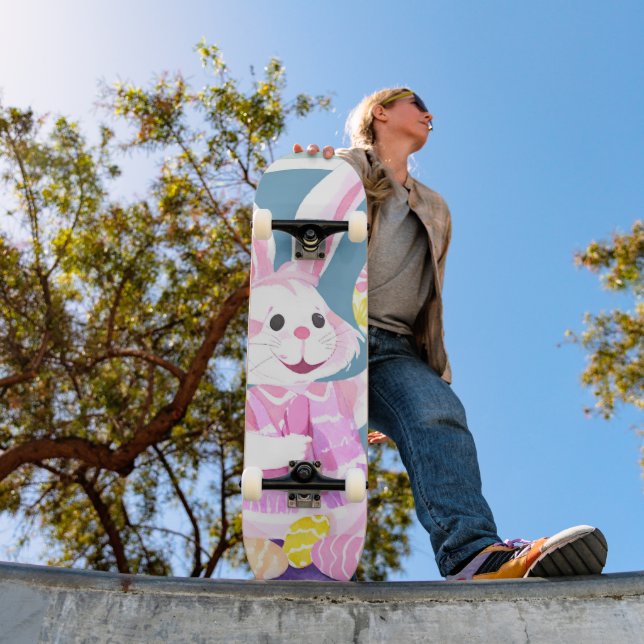 bunny with easter eggs skateboard (Outdoor 1)