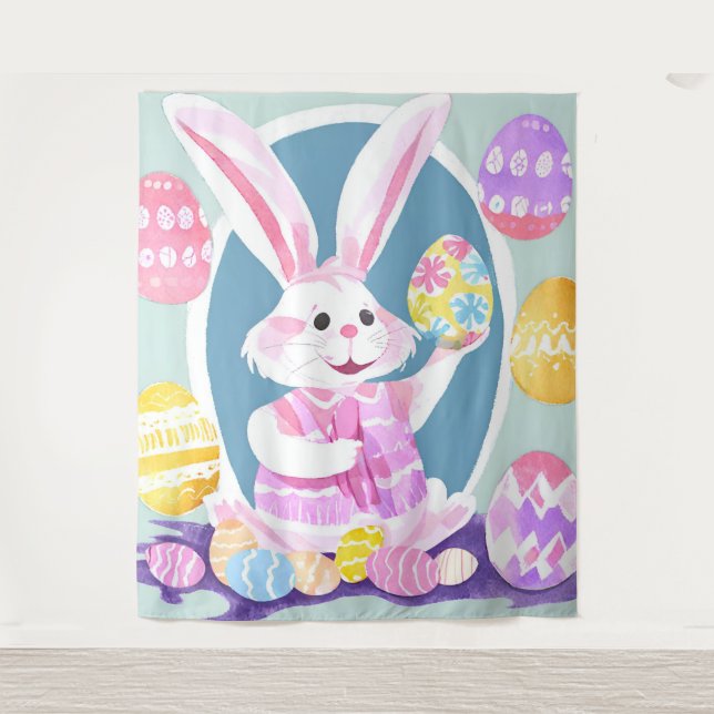 bunny with easter eggs tapestry (Front)