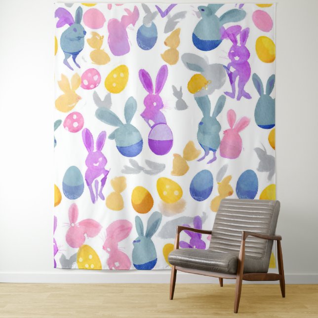 bunny with easter eggs tapestry (In Situ)