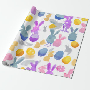 bunny with easter eggs wrapping paper
