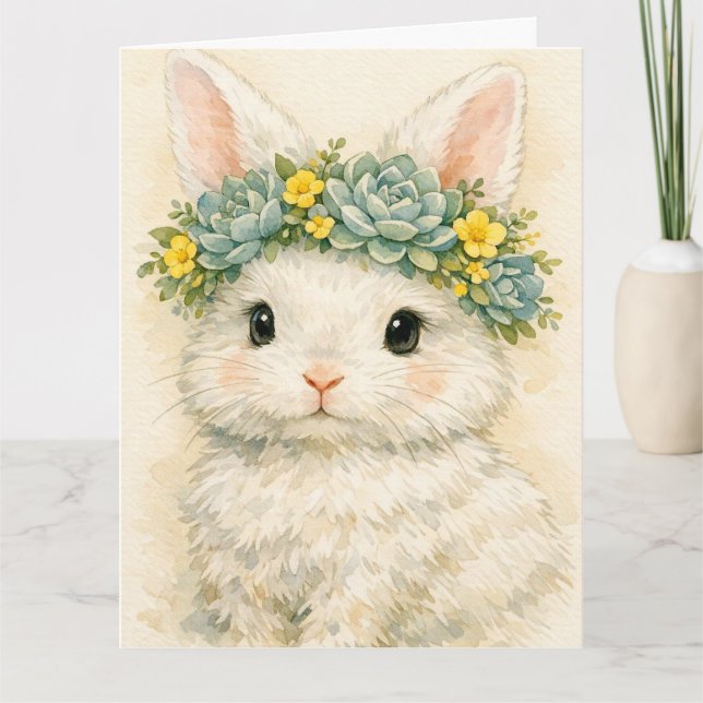  Bunny With Floral Crown Card (Front)