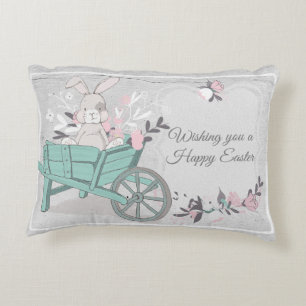 Bunny With Flowers Accent Pillow