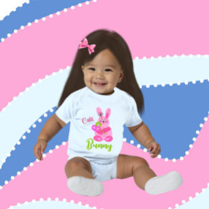 Bunny with flowers baby bodysuit