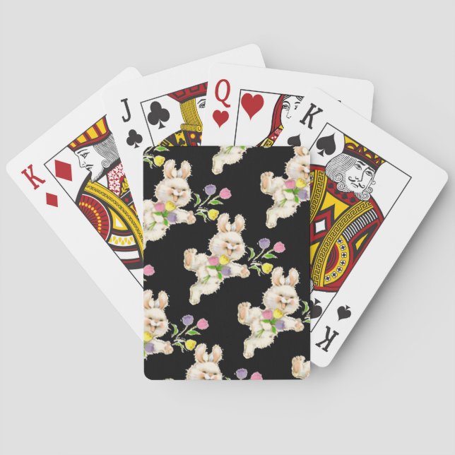 Bunny with flowers cartoon playing cards (Back)