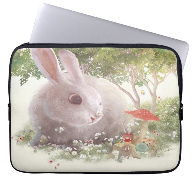 Bunny with Flowers Laptop Sleeve (Front)