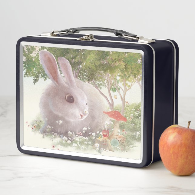 Bunny with Flowers Metal Lunch Box (In Situ)