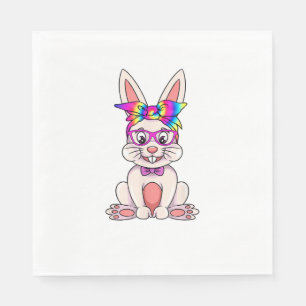Bunny With Glasses And Tie Dye Bandana Easter Hipp Napkin