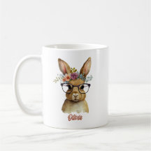 Bunny With Glasses Flowers Crown watercolor Design