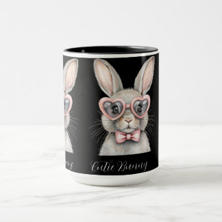 Bunny with Heart Glasses Mug | Cute Animal Coffee 