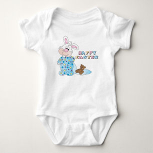 Bunny with his Teddy Bear and Blanket Baby Bodysuit