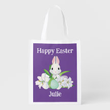 Bunny With Lilies Reusable Bag