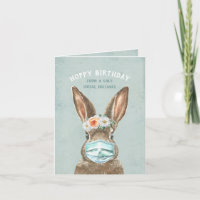 Bunny with Mask Social Distancing Happy Birthday