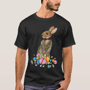 Bunny With Necktie Happy Easter Sayings Egg Cute B T-Shirt