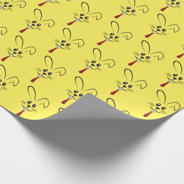 bunny with necktie on yellow wrapping paper (Corner)