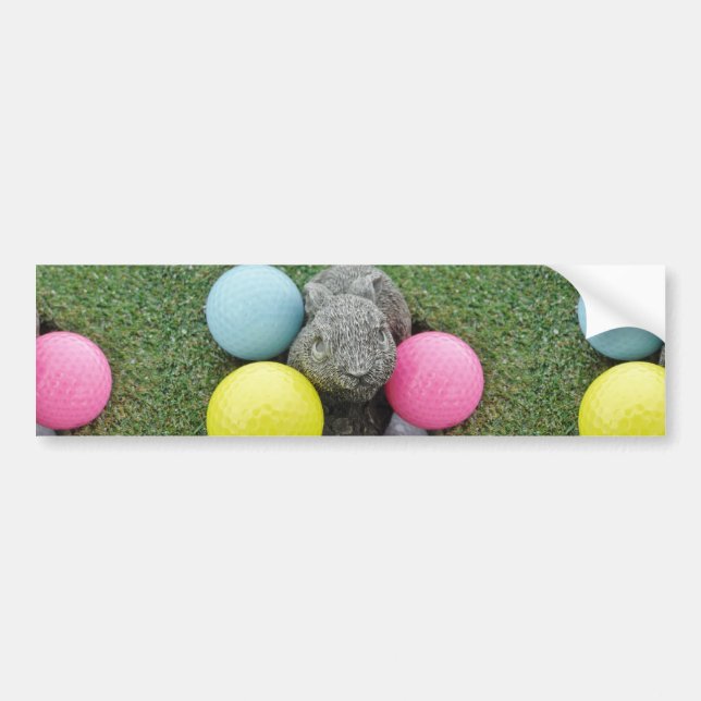 Bunny with pink blue yellow egg bumper sticker (Front)