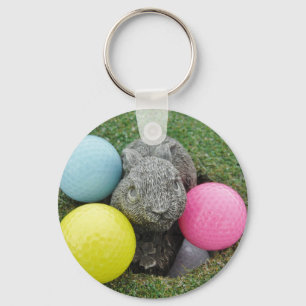 Bunny with pink blue yellow egg keychain