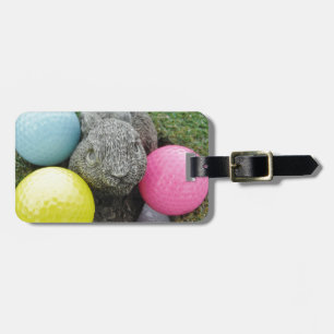 Bunny with pink blue yellow egg luggage tag