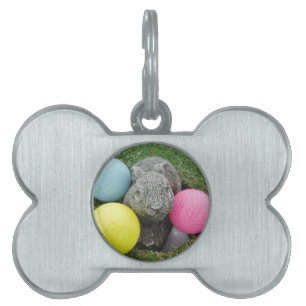 Bunny with pink blue yellow egg pet ID tag