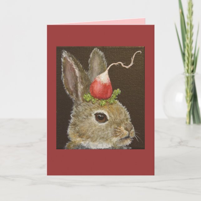 bunny with radish hat card (Front)