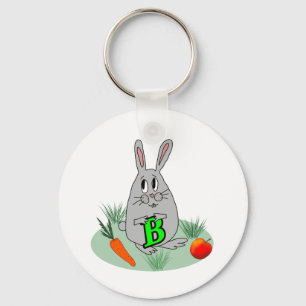 Bunny with the letter B on the lawn Keychain