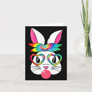 Bunny with tie dye bandana heart glasses easter da card