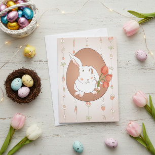 Bunny with Tulips Spring Holiday Rabbit Invitation