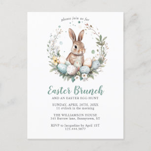 Bunny Wreath Easter Brunch Egg Hunt Holiday Party Postcard