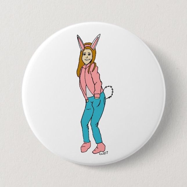 bunnygirl 3 inch round button (Front)