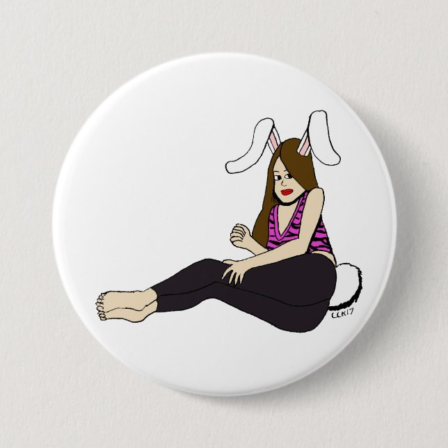 bunnygirl  3 inch round button (Front)