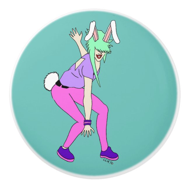 bunnygirl  ceramic knob (Front)