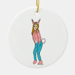 bunnygirl ceramic ornament