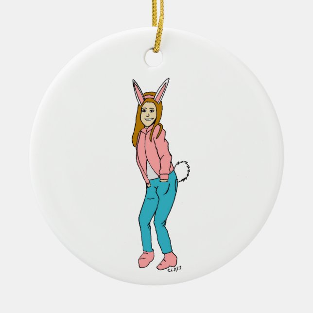 bunnygirl  ceramic ornament (Front)